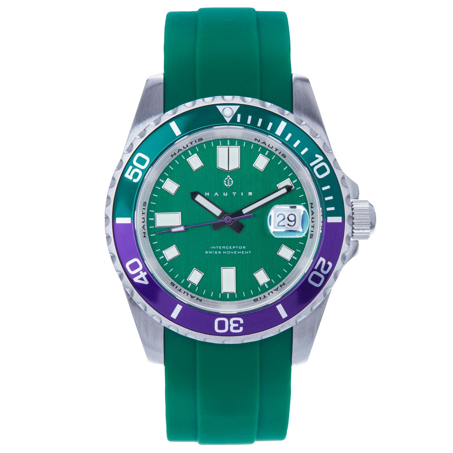 Nautis Interceptor Box Set with Interchangable Bands and Date Display - Green - 19161G-H