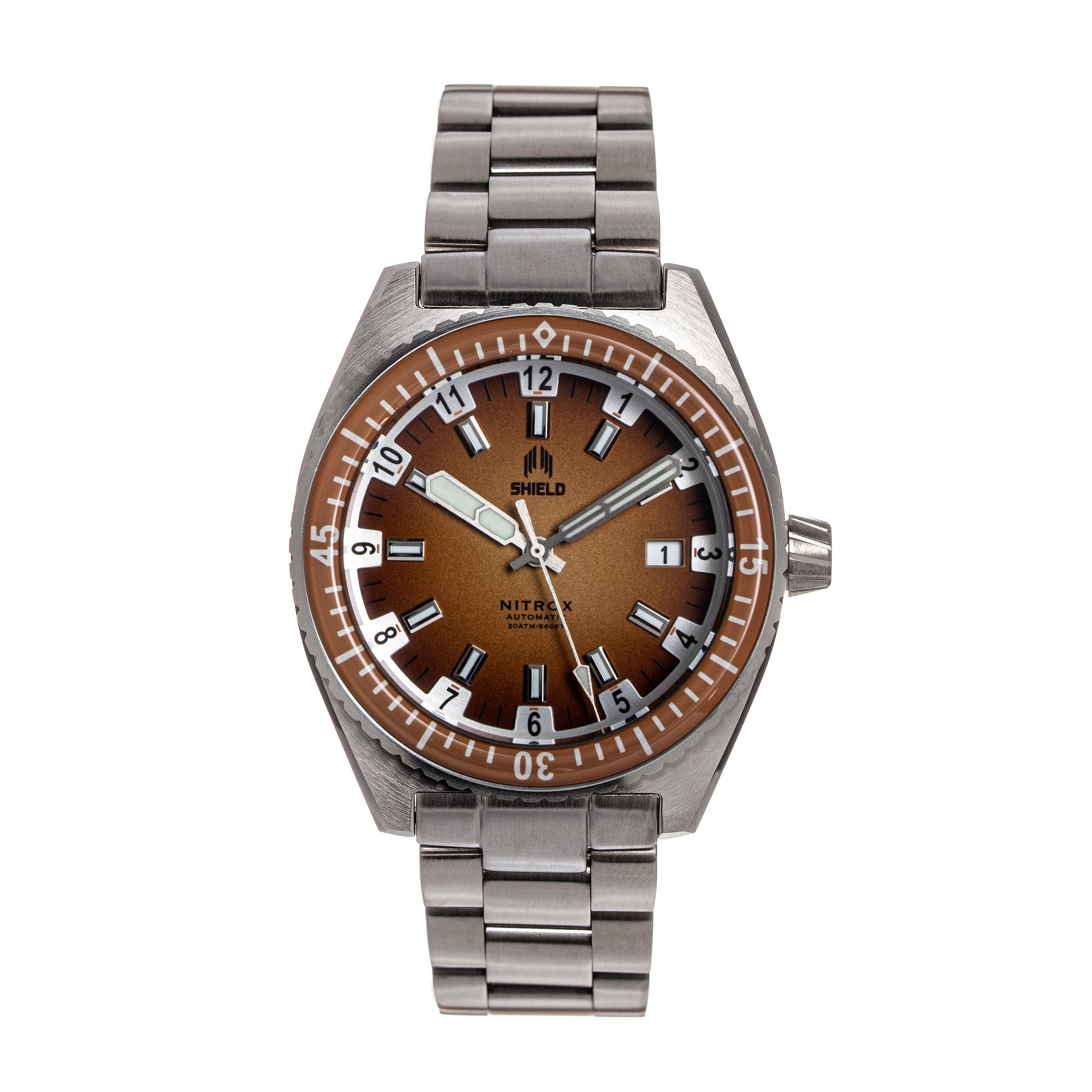 Shield Nitrox Bracelet Watch w/Date - Brown - SLDSH114-5