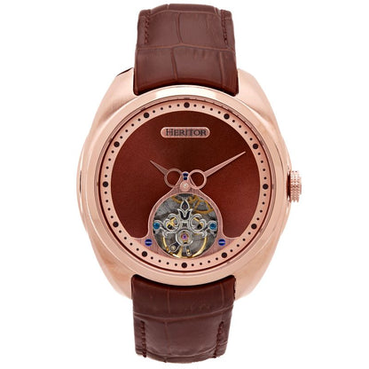 Heritor Automatic Roman Semi-Skeleton Leather-Band Watch