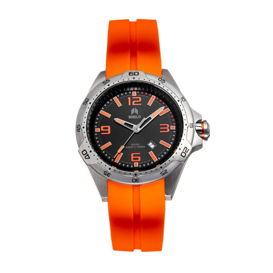Shield Vessel Strap Watch w/Date - Orange