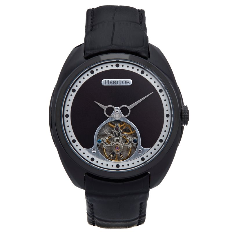 Heritor Automatic Roman Semi-Skeleton Leather-Band Watch