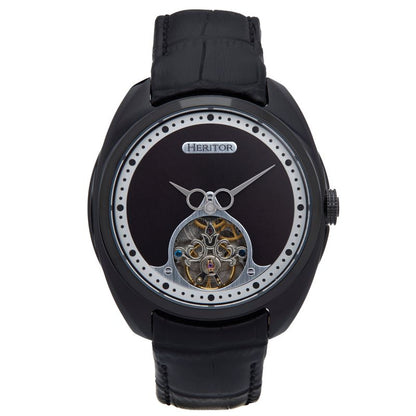 Heritor Automatic Roman Semi-Skeleton Leather-Band Watch