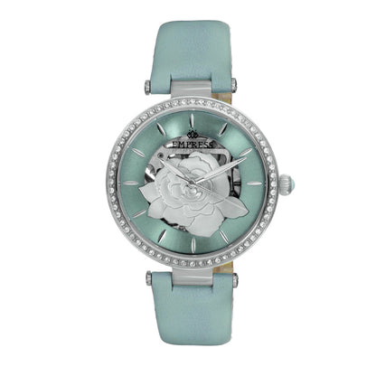 Empress Anne Automatic Semi-Skeleton Leather-Band Watch