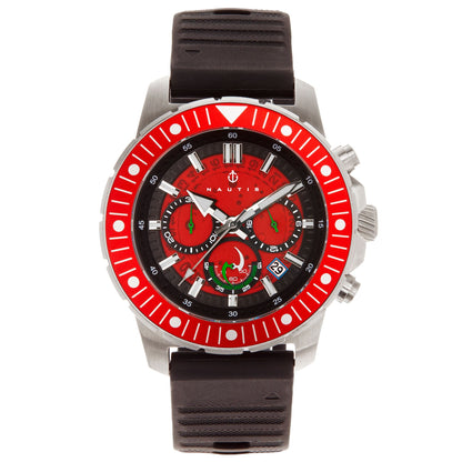 Nautis Caspian Chronograph Strap Watch w/Date - Black/Red - 21227G-D