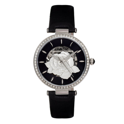 Empress Anne Automatic Semi-Skeleton Leather-Band Watch