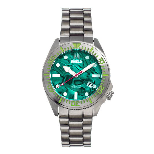 Shield Atlantis Abalone Bracelet Watch w/Date - Teal - SLDSH108-4