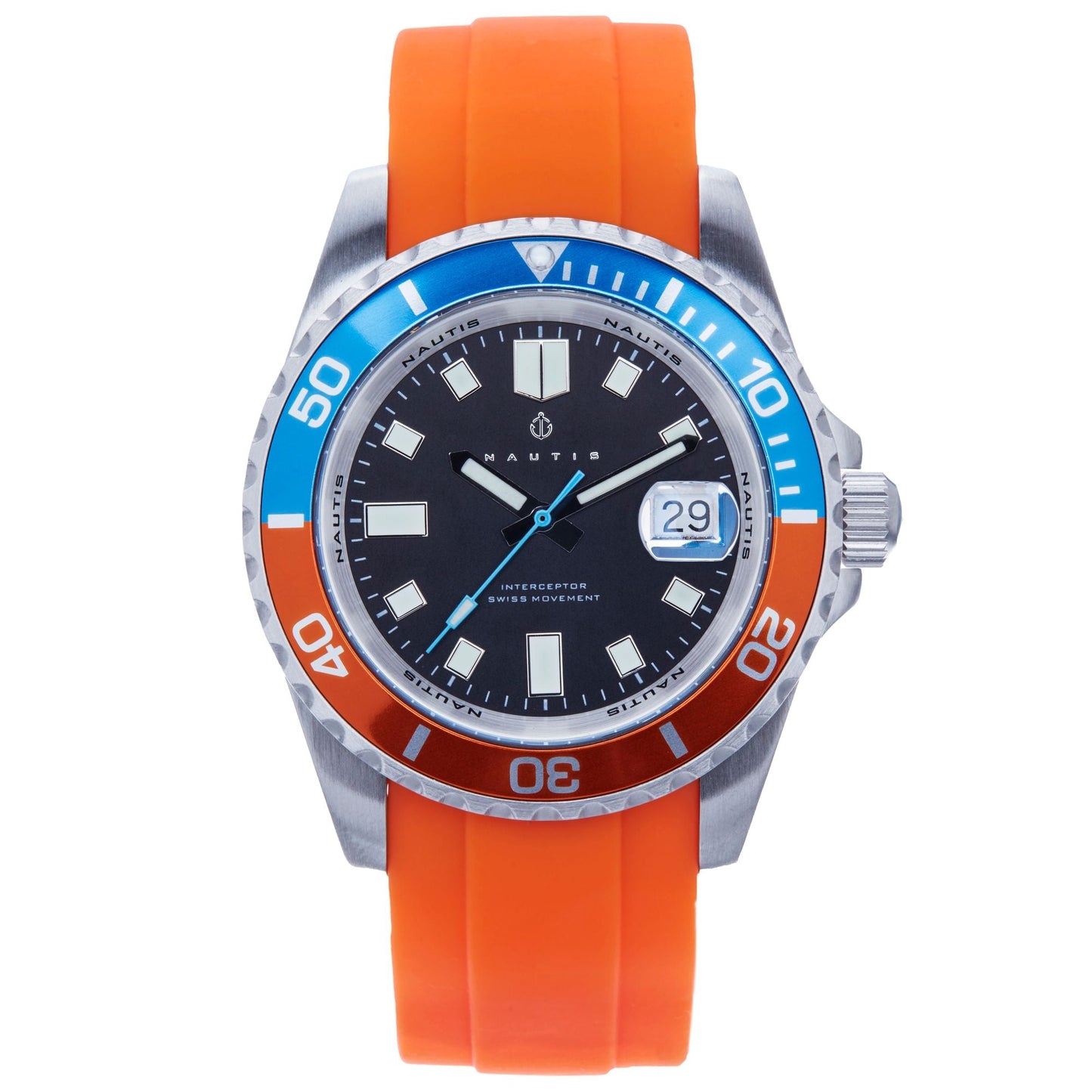 Nautis Interceptor Box Set with Interchangable Bands and Date Display - Orange - 19161G-C