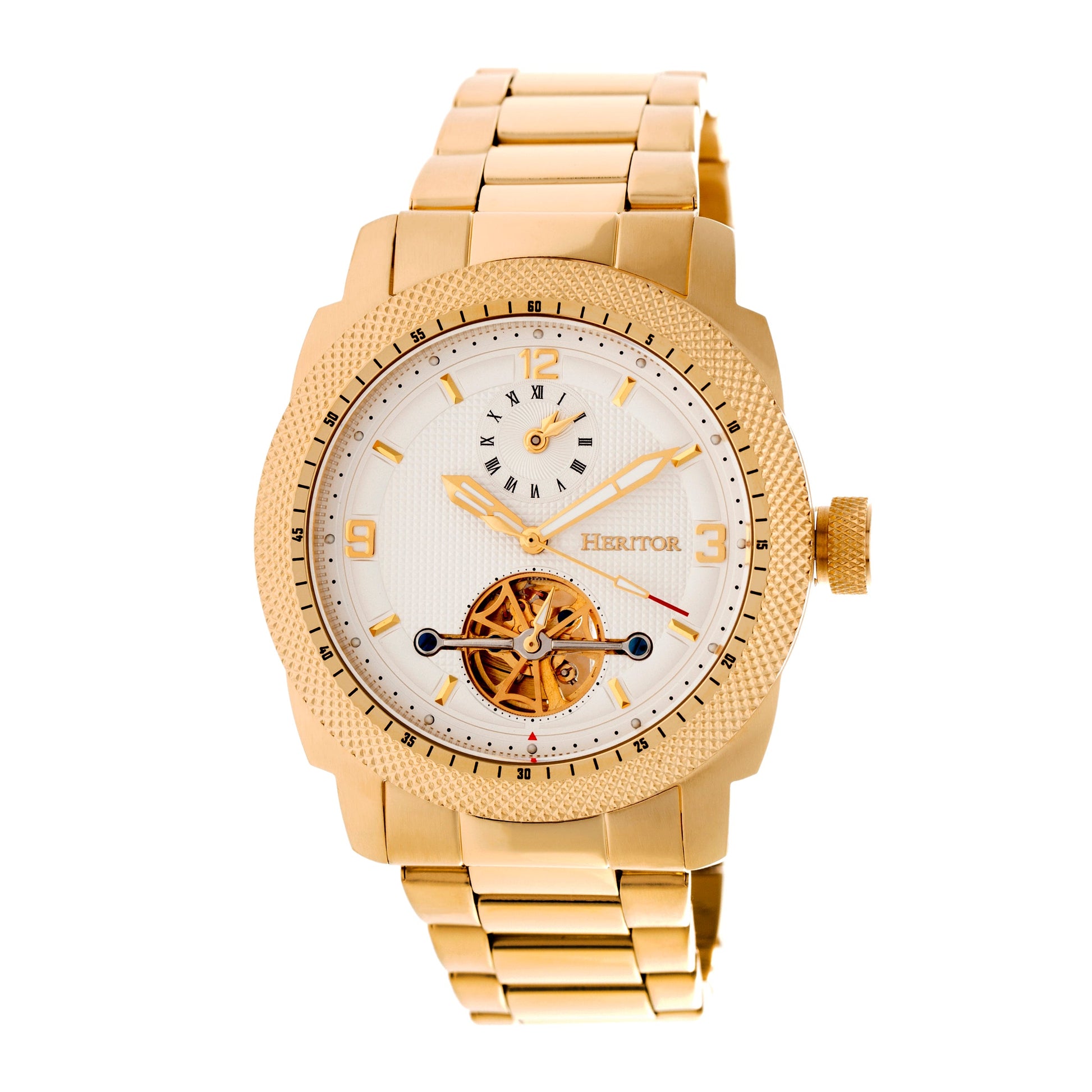 Heritor Automatic Helmsley Semi-Skeleton Bracelet Watch - Gold/White- HERHR5003