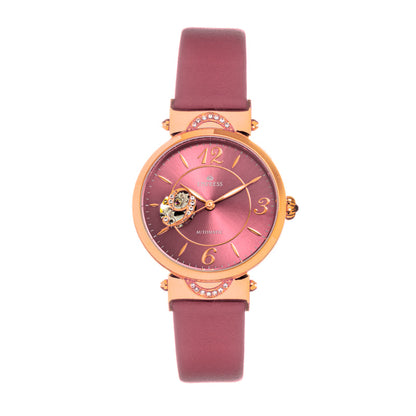 Empress Alouette Automatic Semi-Skeleton Leather-Strap Watch