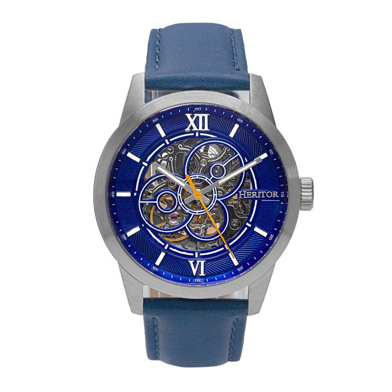 Heritor Automatic Jonas Leather-Band Skeleton Watch