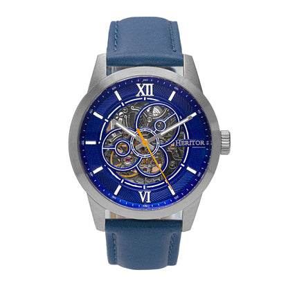 Heritor Automatic Jonas Leather-Band Skeleton Watch
