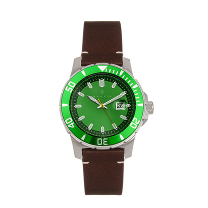 Nautis Dive Pro 200 Leather-Band Watch w/Date - Green - GL1909-F