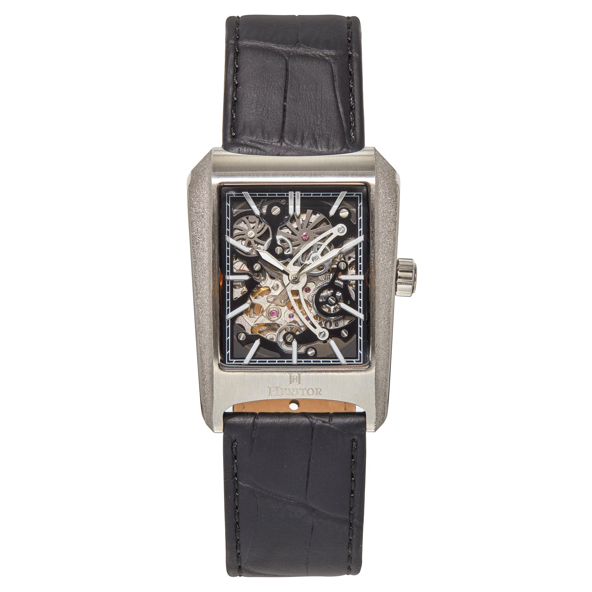 Heritor Automatic Wyatt Skeleton Watch - Silver/Black - HERHS3101