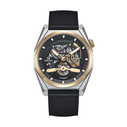 Heritor Automatic Amadeus Semi-Skeleton Leather-Band Watch