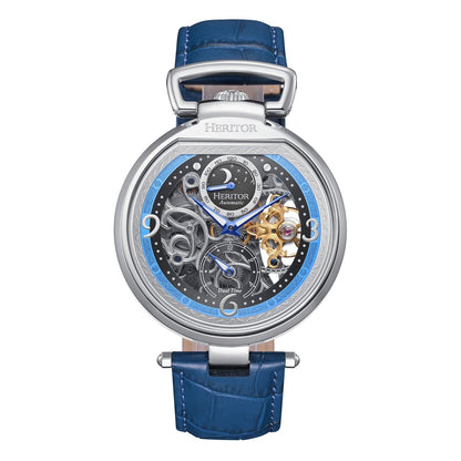 Heritor Automatic Lincoln Semi-Skeleton Leather-Band Watch