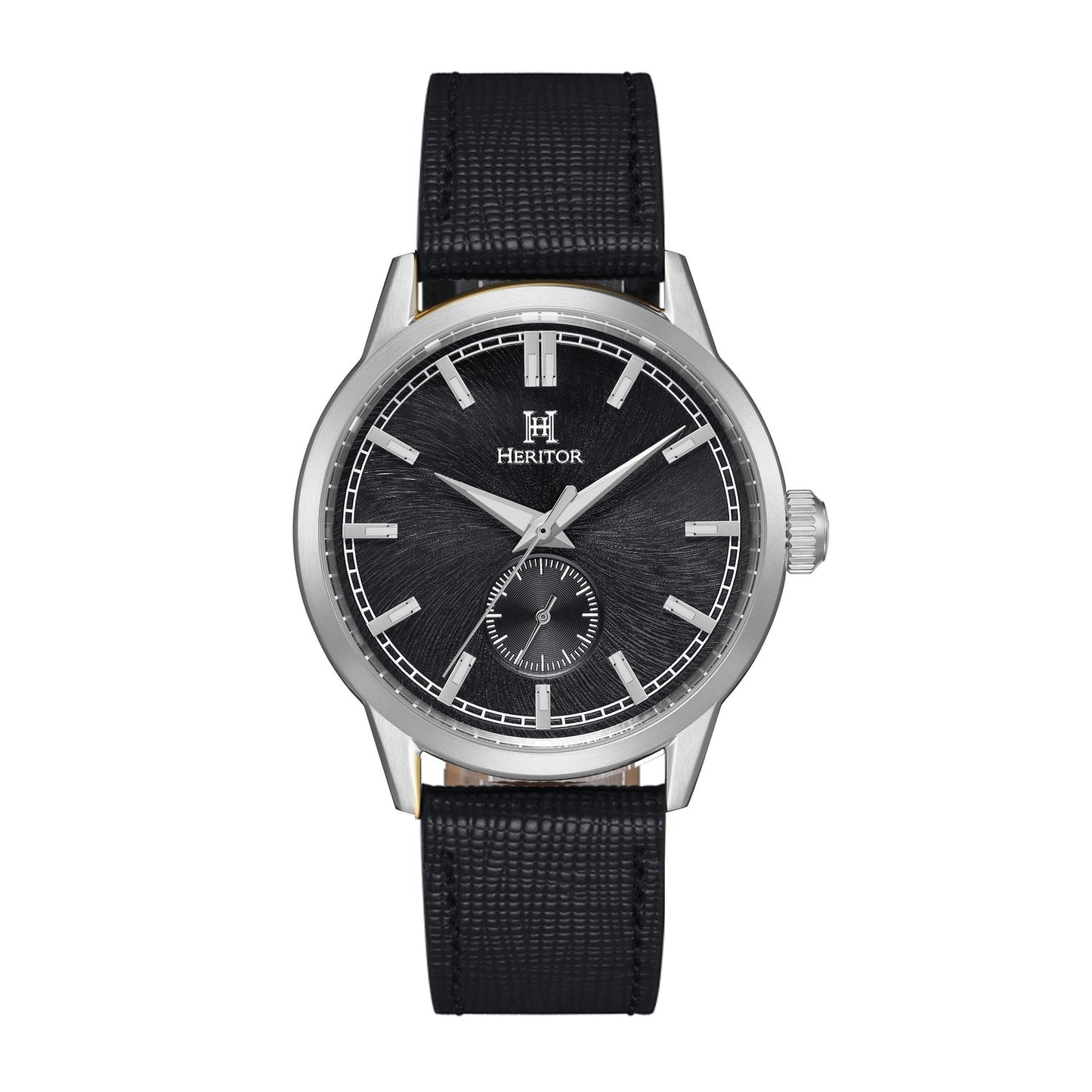Heritor Automatic Argento Leather-Band Watch - Silver/Black - HERHS3801