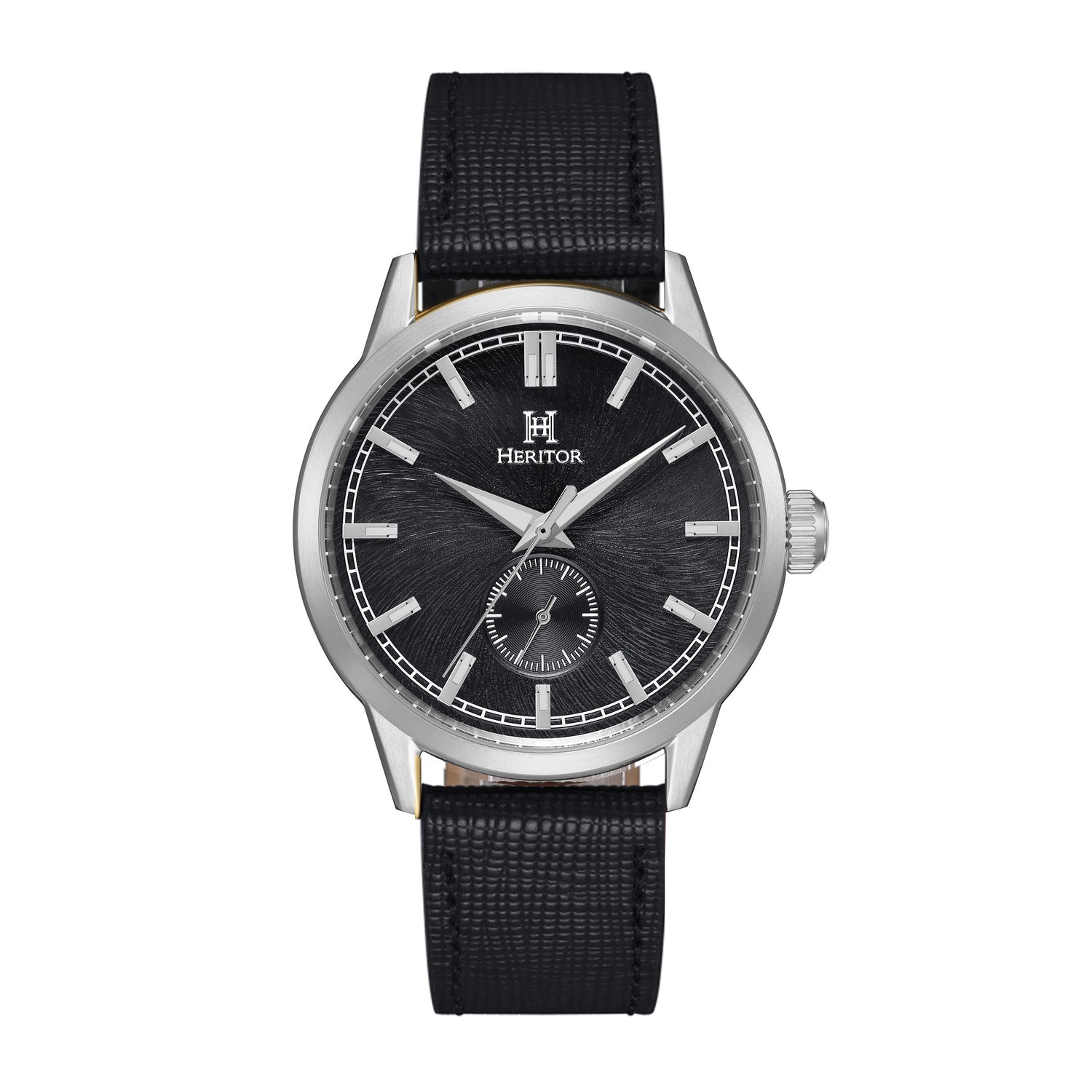 Heritor Automatic Argento Leather-Band Watch - Silver/Black - HERHS3801
