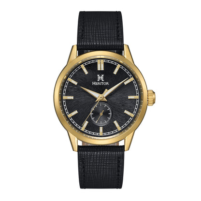Heritor Automatic Argento Leather-Band Watch