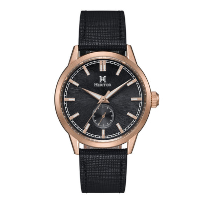 Heritor Automatic Argento Leather-Band Watch