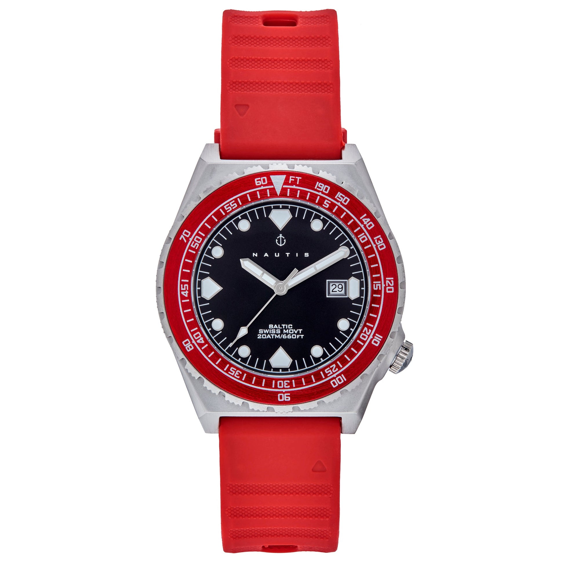 Nautis Baltic Strap Watch w/Date - Maroon - NAUN104-1