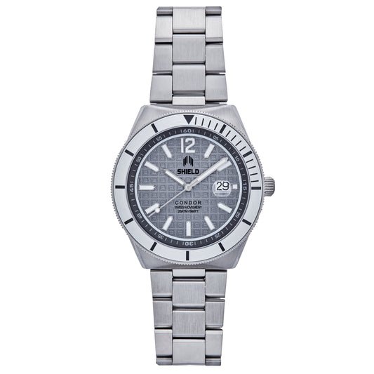 Shield Condor Bracelet Watch w/Date - Gray - SLDSH118-3